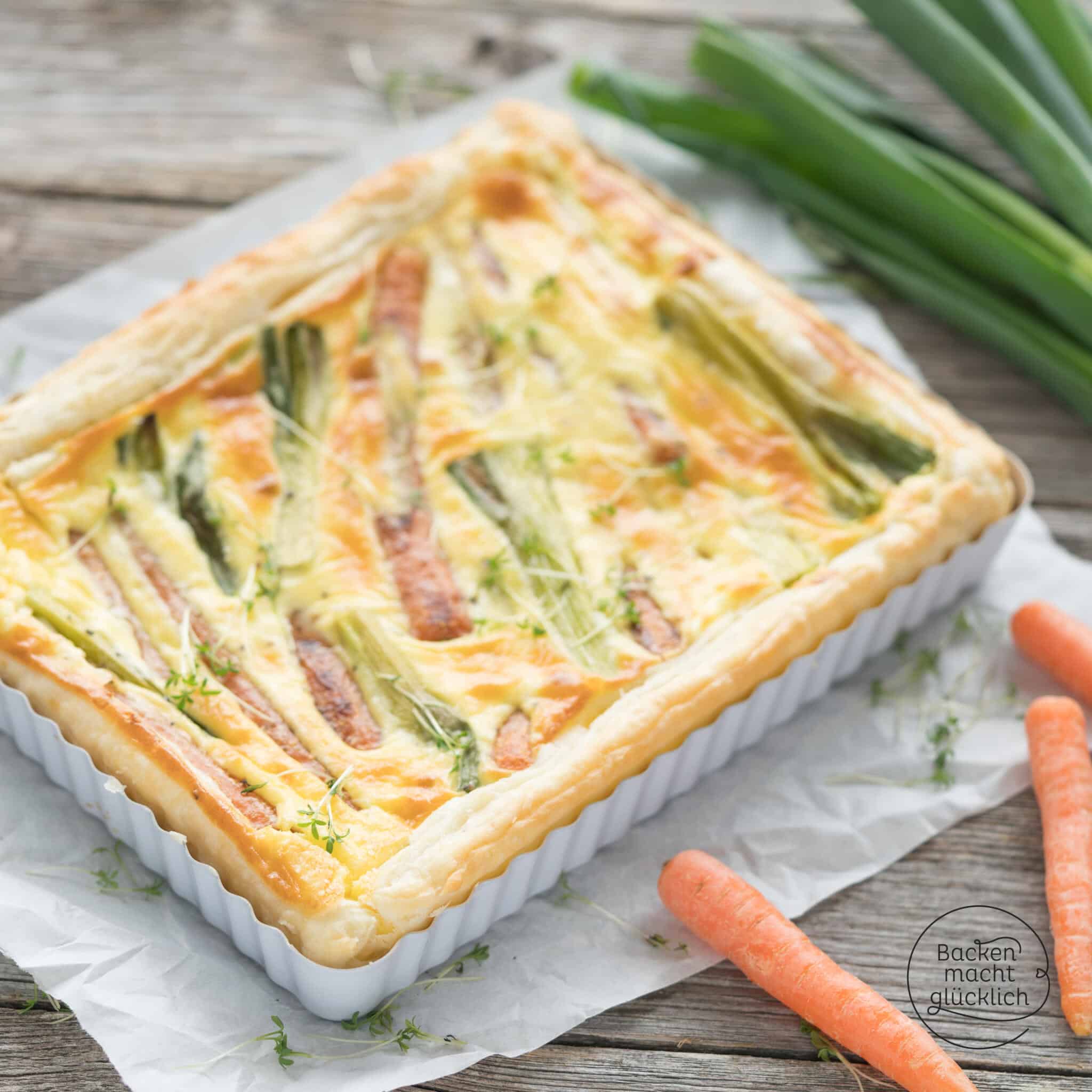 Schnelle Möhrenquiche mit Blätterteig