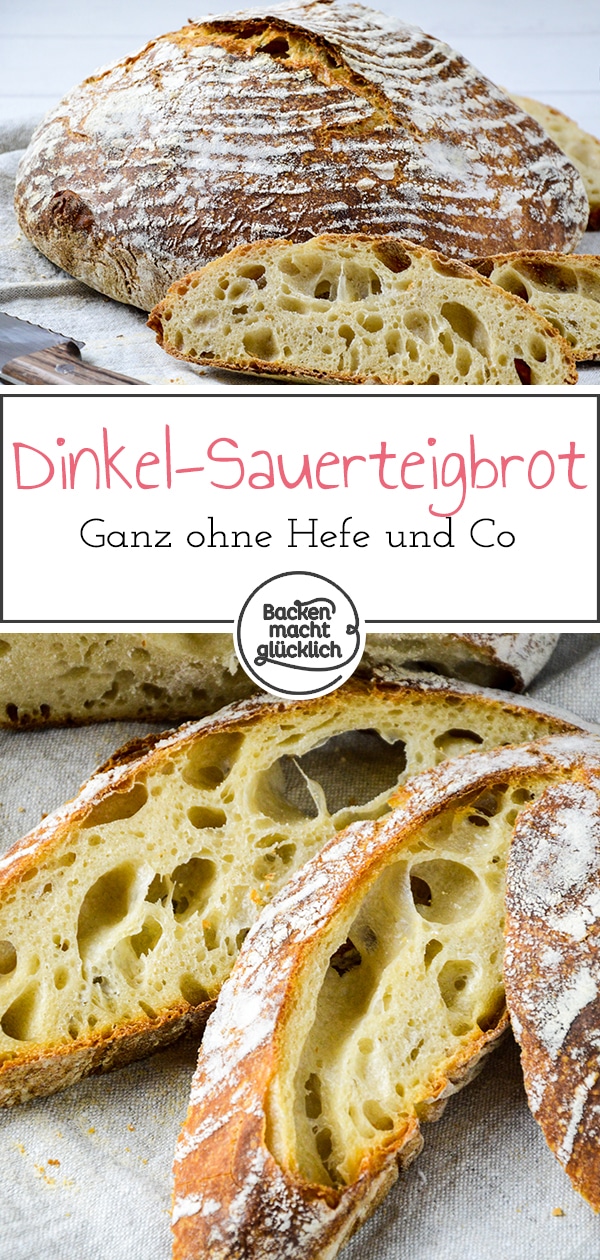 Einfaches Rezept für ein selbstgemachtes Dinkelbrot. Das Dinkelbrot ist ein reines Sauerteigbrot. So erhält das Krustenbrot ohne Hefe einen besseren Geschmack und bleibt länger haltbar.