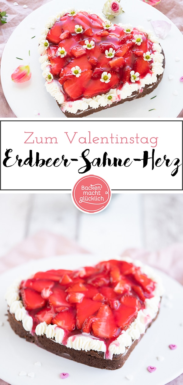 Köstliches Erdbeerherz: Diese einfache Erdbeer-Herz-Torte ohne Spezialbackform ist perfekt für besondere Anlässe wie Muttertag, Hochzeit u0026 Geburtstag.