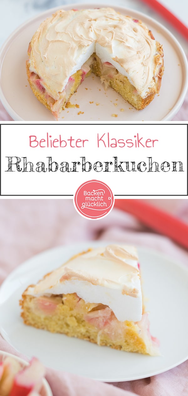 Tolles Rezept für einen klassischen Rhabarberkuchen mit Baiser-Haube. Dieser Rhabarberkuchen ist ein absoluter Klassiker. Bei dem Rhabarberkuchen-Rezept meiner Oma kommen gemahlene Mandeln in den Teig – köstlich!