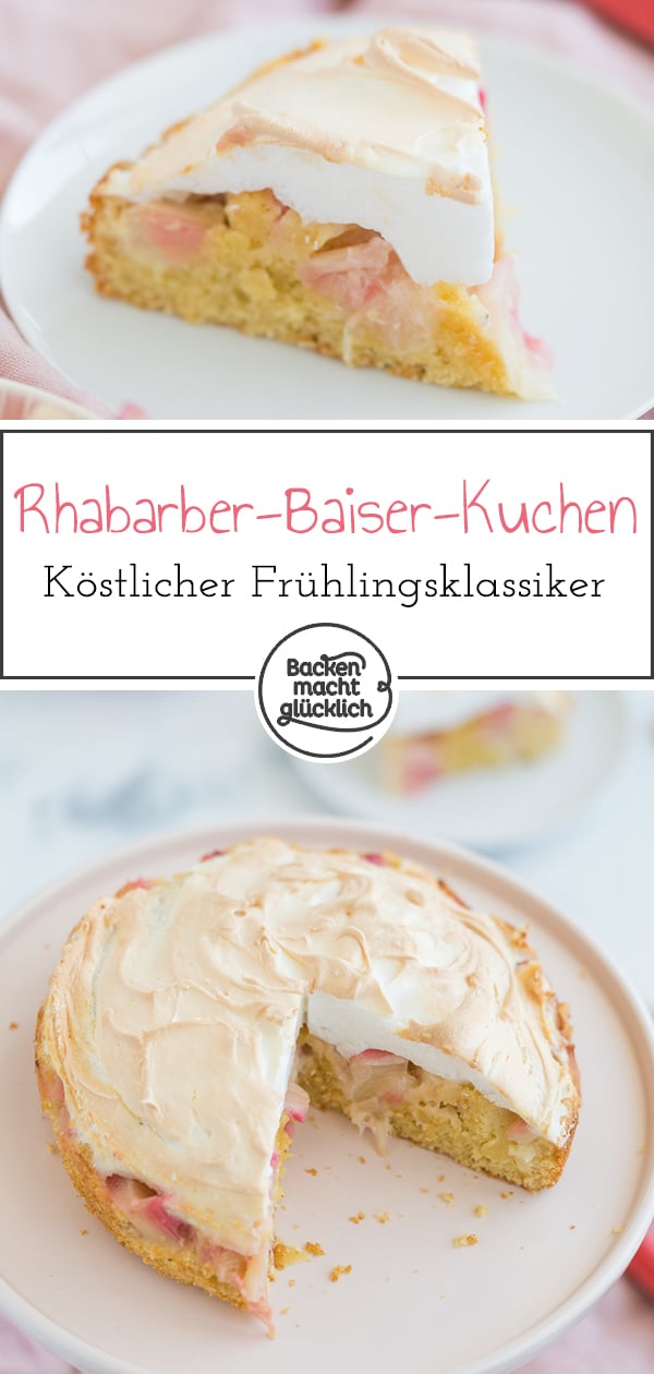 Tolles Rezept für einen klassischen Rhabarberkuchen mit Baiser-Haube. Dieser Rhabarberkuchen ist ein absoluter Klassiker. Bei dem Rhabarberkuchen-Rezept meiner Oma kommen gemahlene Mandeln in den Teig – köstlich!