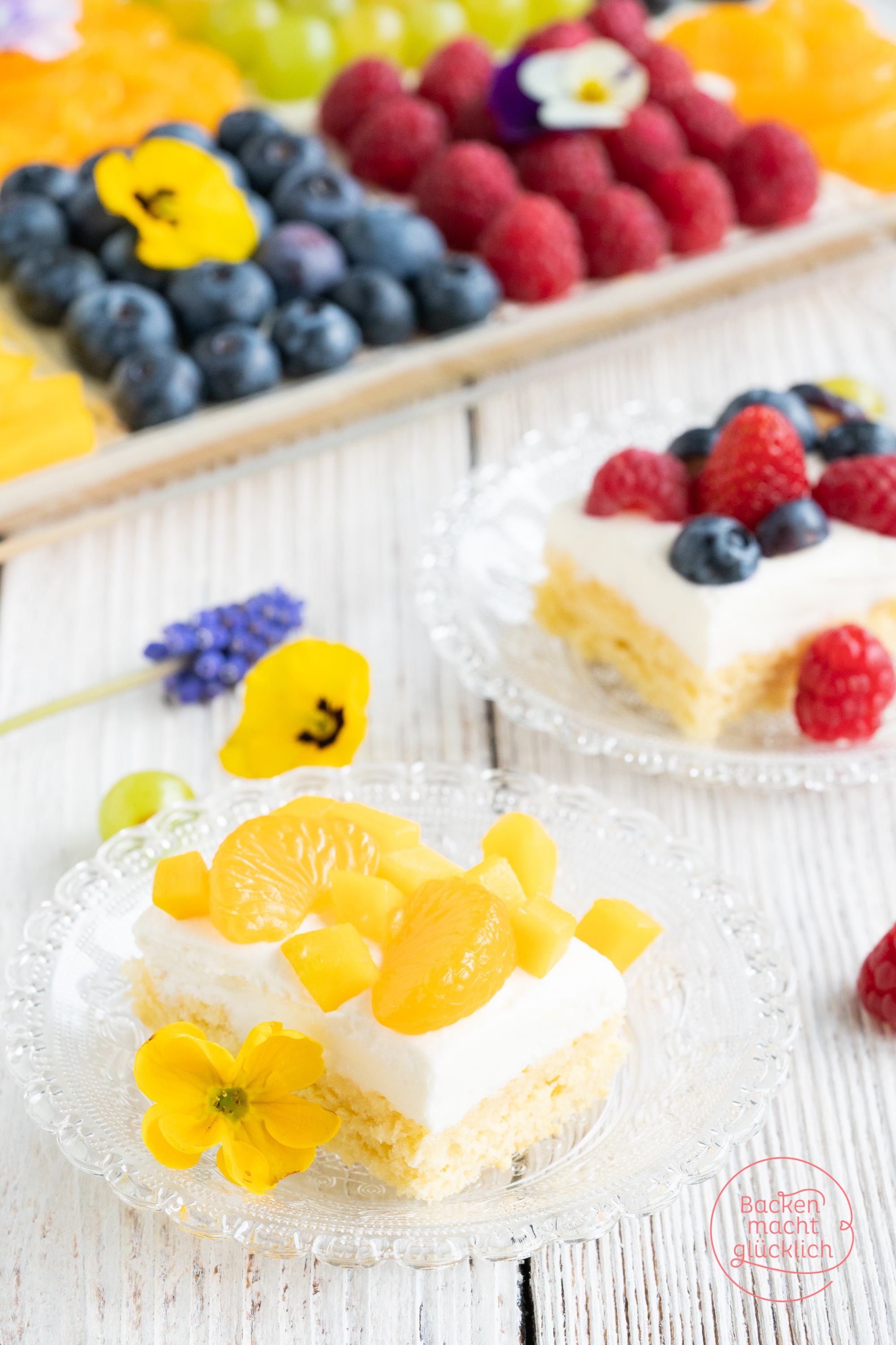 Obstkuchen Blech mit Biskuitboden