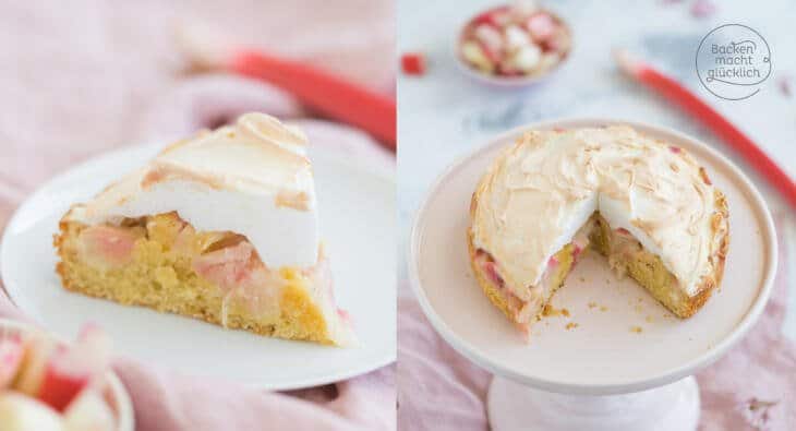 Rhubarb cake with meringue