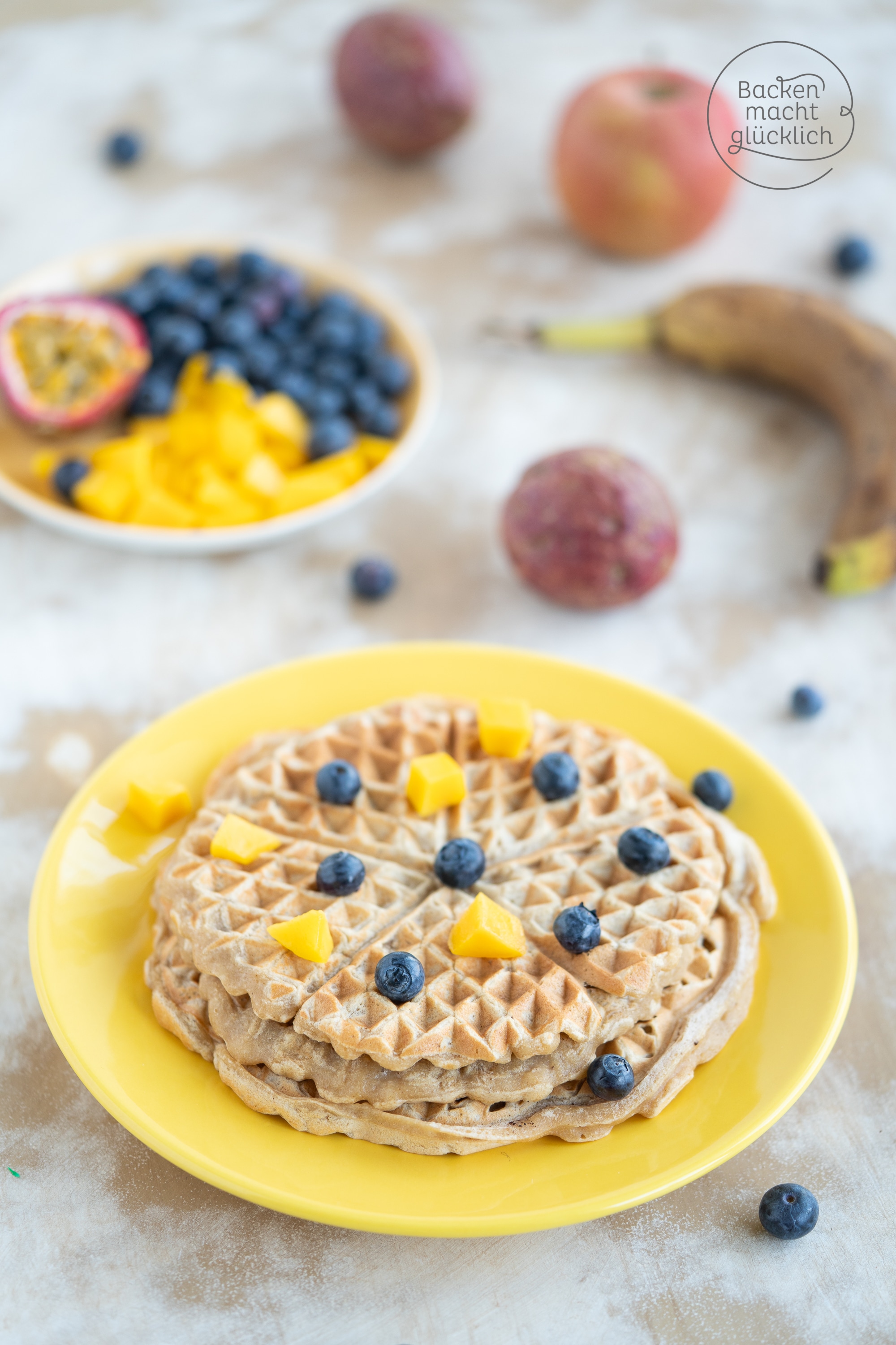 vegane Bananen-Waffeln ohne Zucker