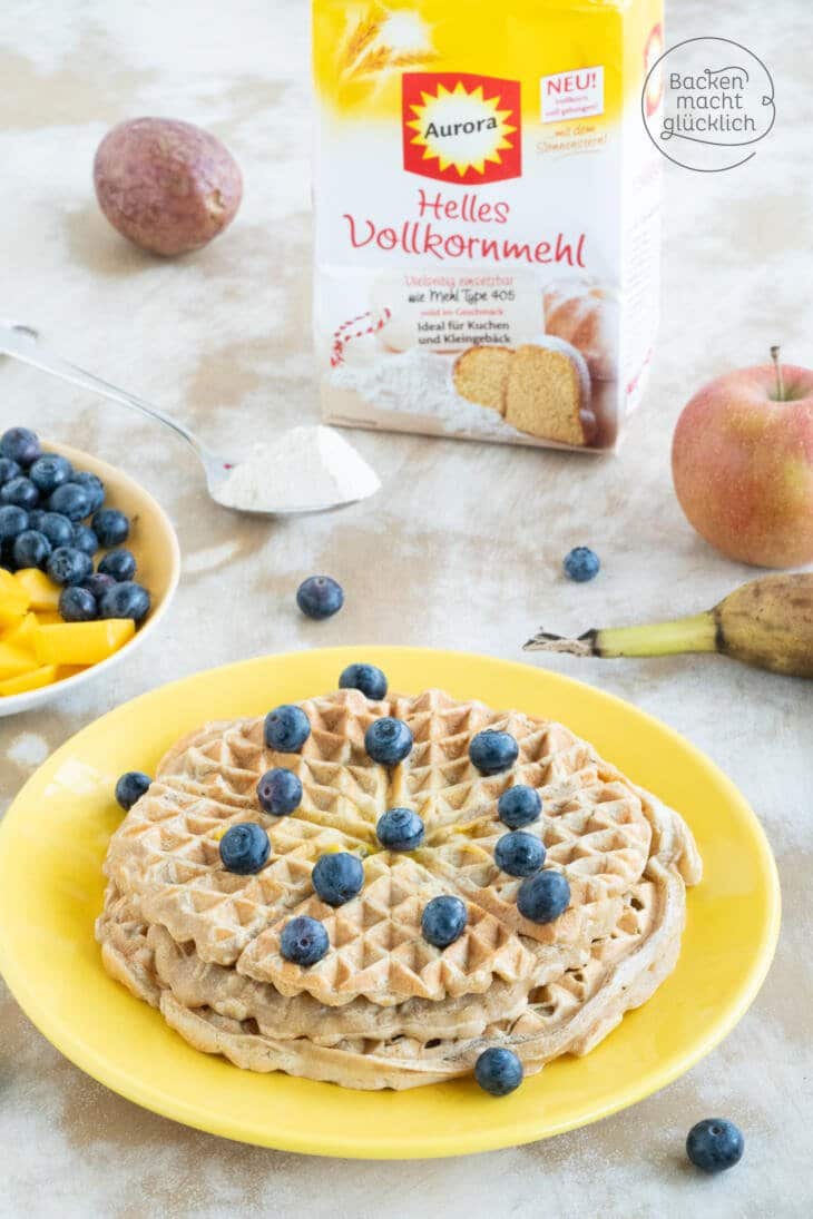 Vegane Waffeln ohne Ei und Zucker | Backen macht glücklich