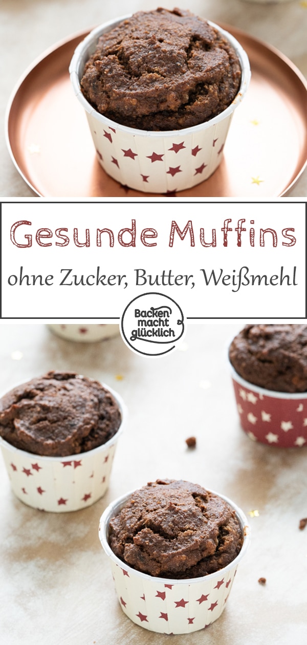 Tolle gesunde Schoko-Muffins ohne Zucker, Butter, Milch, Weißmehl. Dieses Clean Eating Muffins überzeugen auch Kinder!