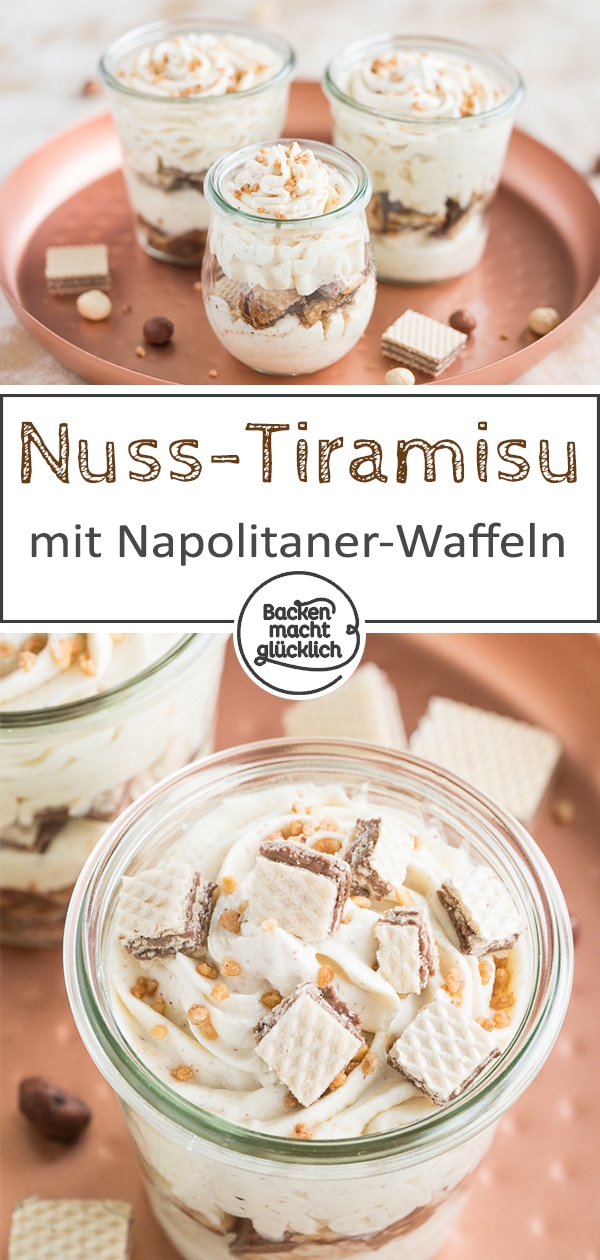 Lust auf ein besonderes Dessert im Glas? Dieses himmlische Haselnuss-Tiramisu ohne Ei steht dem traditionellen Tiramisu in nichts nach. Freut euch auf eine tolle Kombination aus luftiger Nusscreme und knusprigen Waffeln! Gerade im Sommer ist das Tiramisu mit Haselnüssen ein großer Genuss.