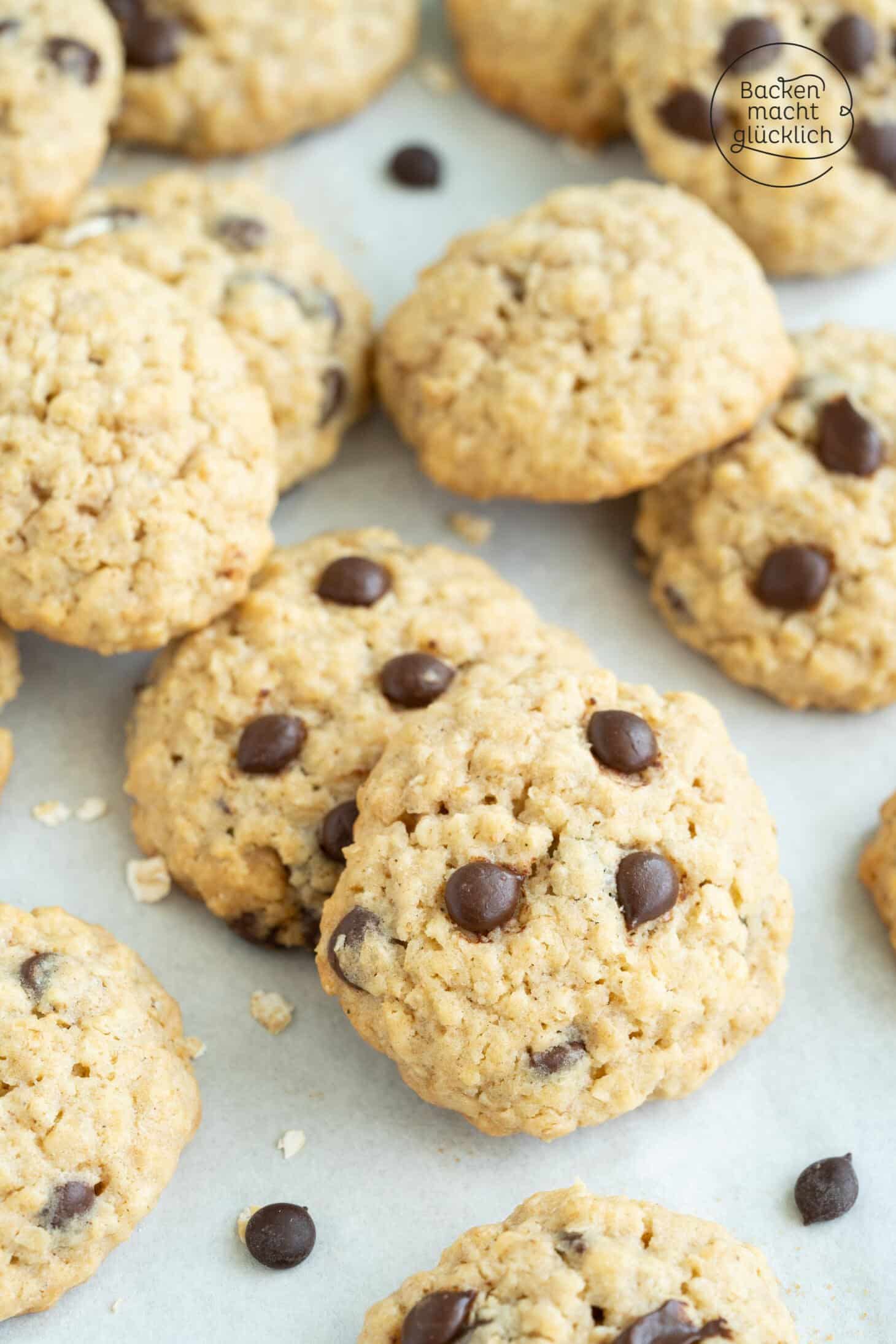 Einfache Haferflocken-Cookies mit Schokolade