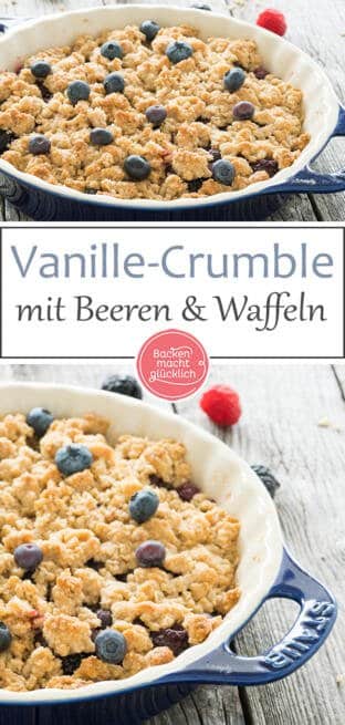 Lust auf ein köstliches Beeren-Crumble Dessert? Dieses fruchtige Vanille-Crumble ist fix gemacht ► Gleich nachbacken!