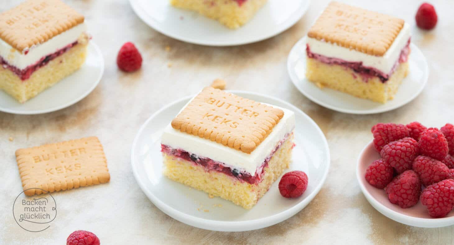 Butterkeks-Kuchen mit Puffing | Backen macht glücklich