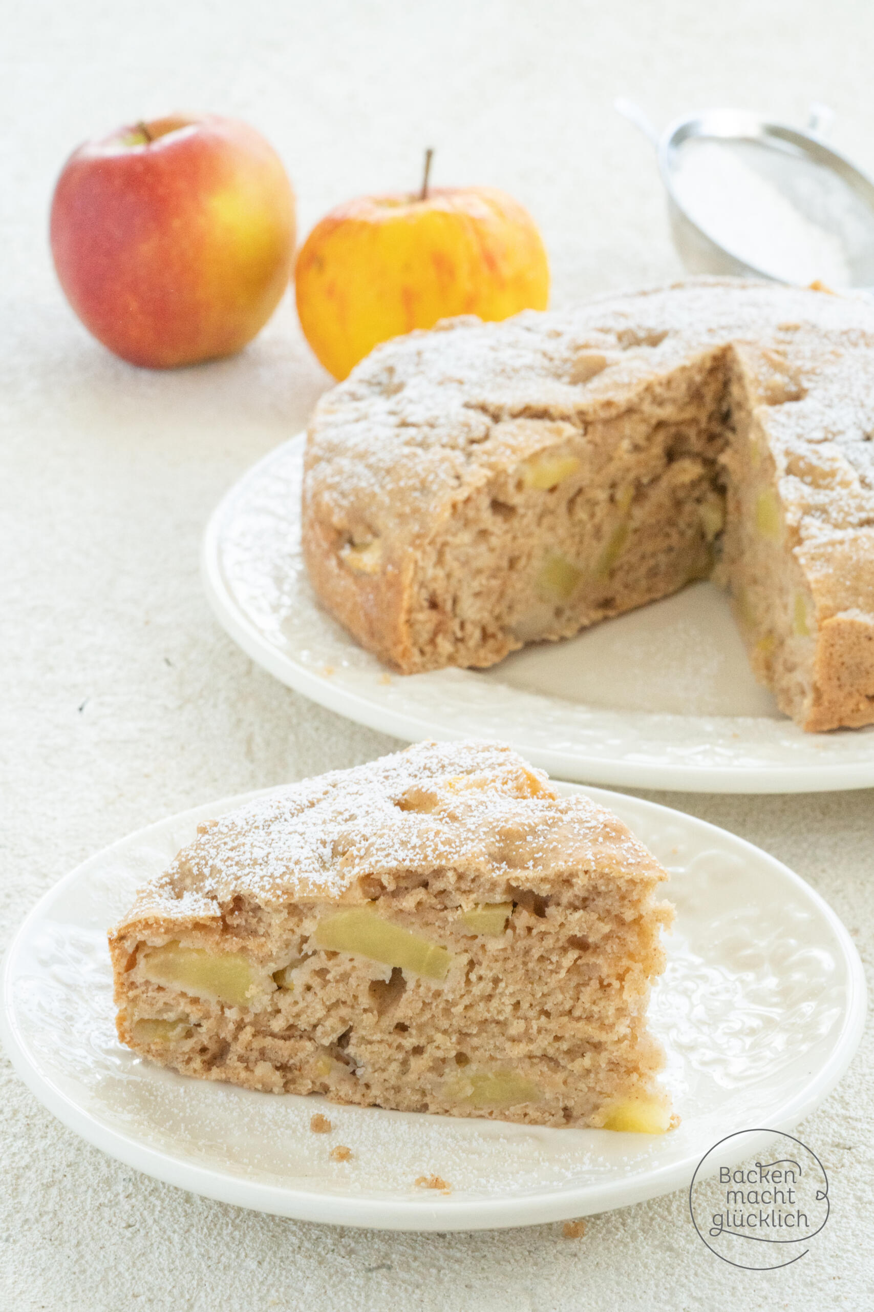 gesunder zuckerfreier Apfelkuchen vegan