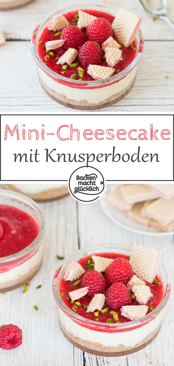 Diese Cheesecakes im Glas mit Himbeeren sind das perfekte Sommer-Dessert mit knusprigem Boden und softer Creme.