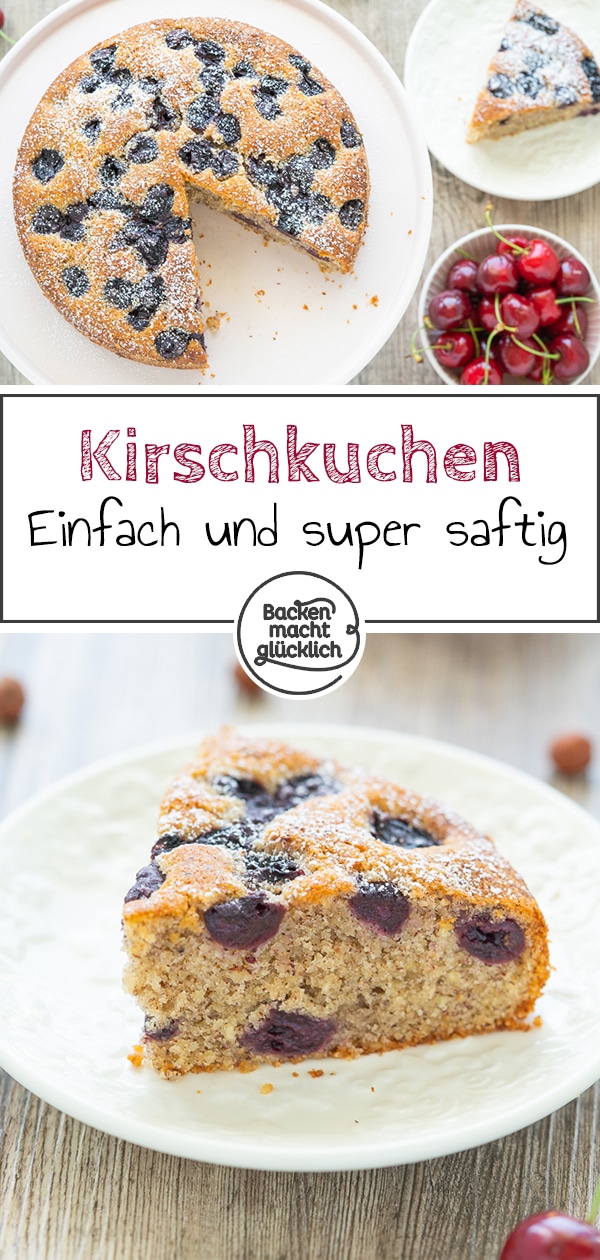 Dieser leckere Kirsch-Nuss-Kuchen kommt immer gut an! Das einfach Rezept klappt mit frischen & eingemachten Kirschen.