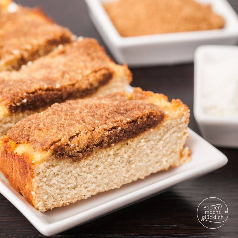 Kokosmehl-Kuchen mit Kokosöl & Zimtstreuseln