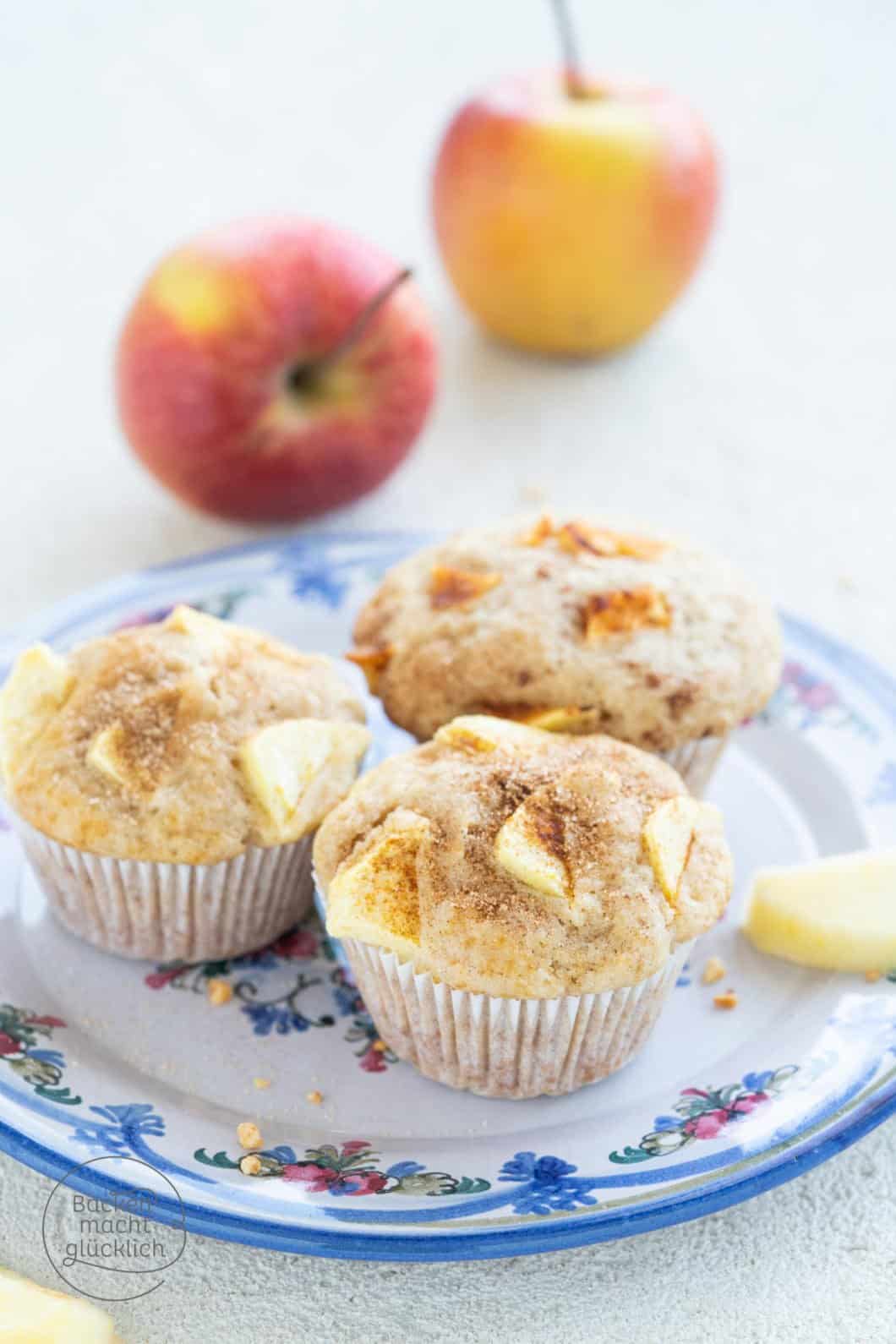 Einfache, saftige Apfelmuffins | Backen macht glücklich
