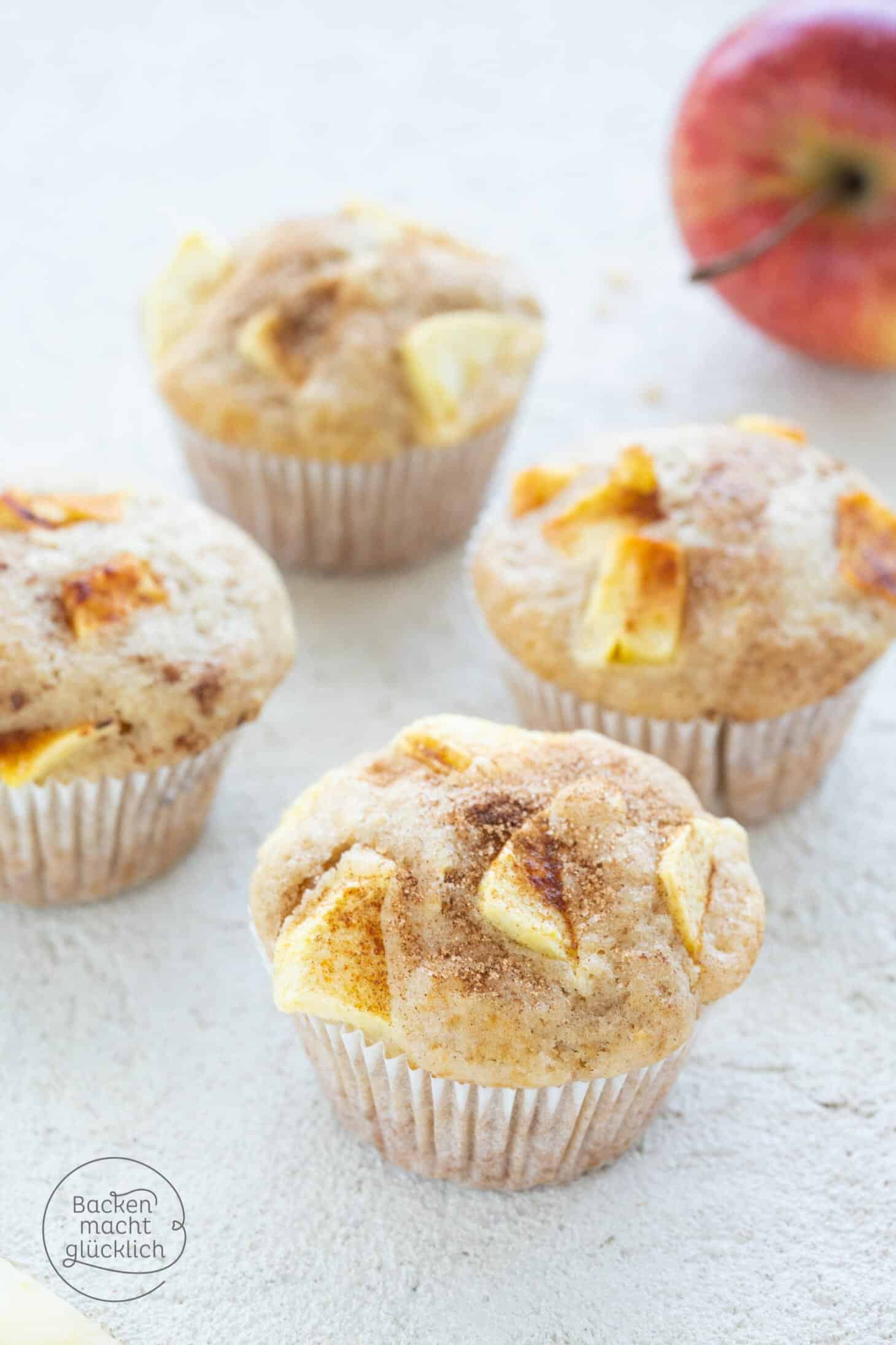 Einfache, saftige Apfelmuffins | Backen macht glücklich