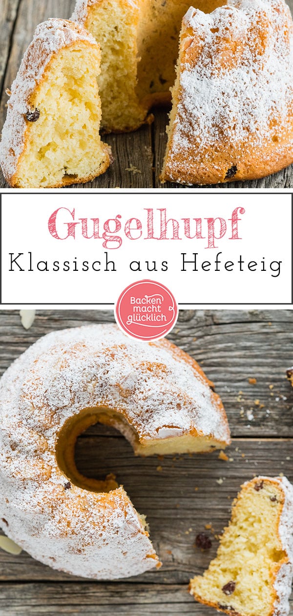 Ein Hoch auf den Klassiker! Omas Gugelhupf aus Hefeteig wird wunderbar saftig und flaumig. Mit und ohne Rosinen lecker