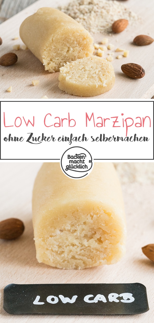 Für alle, die sich kohlenhydratarm oder zuckerfrei ernähren, ist das Low Carb Marzipan perfekt. Um Marzipan ohne Zucker selber zu machen, eignet sich z.B. Puderxucker. Zuckerfreies Marzipan selbermachen ist kinderleicht.