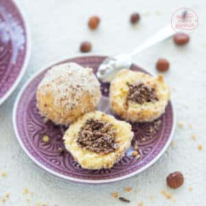 Nougat Topfenknödel Dessert