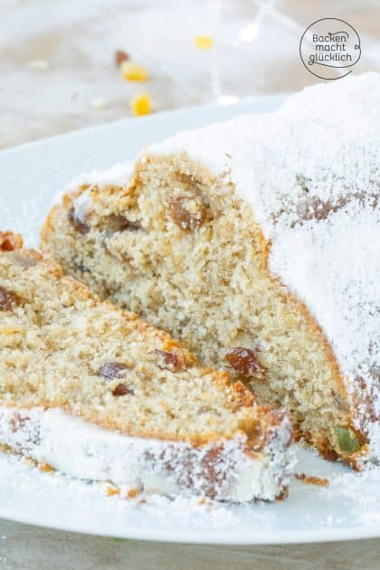 saftiger Stollen ohne Butter, Ei, Milch