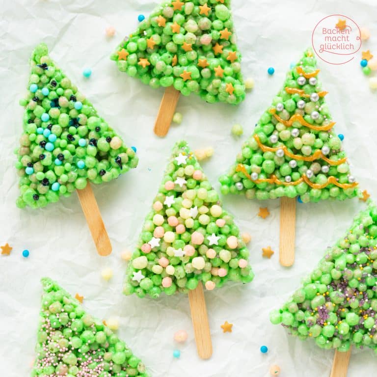 Christbäumchen am Stiel (Rice Krispies Marshmallow)