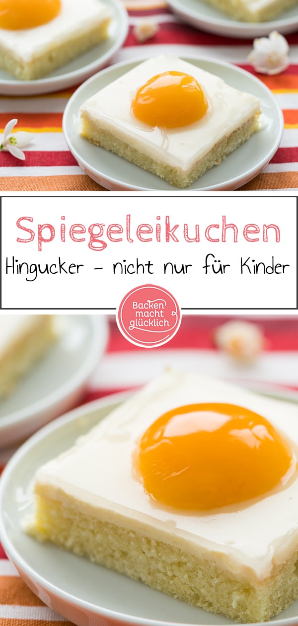 Dieser Spiegeleikuchen mit Aprikose oder Pfirsich sieht täuschend echt aus! Ein super Osterrezept vom Blech! Mit dem Spiegeleier-Kuchen macht ihr definitiv nichts falsch!