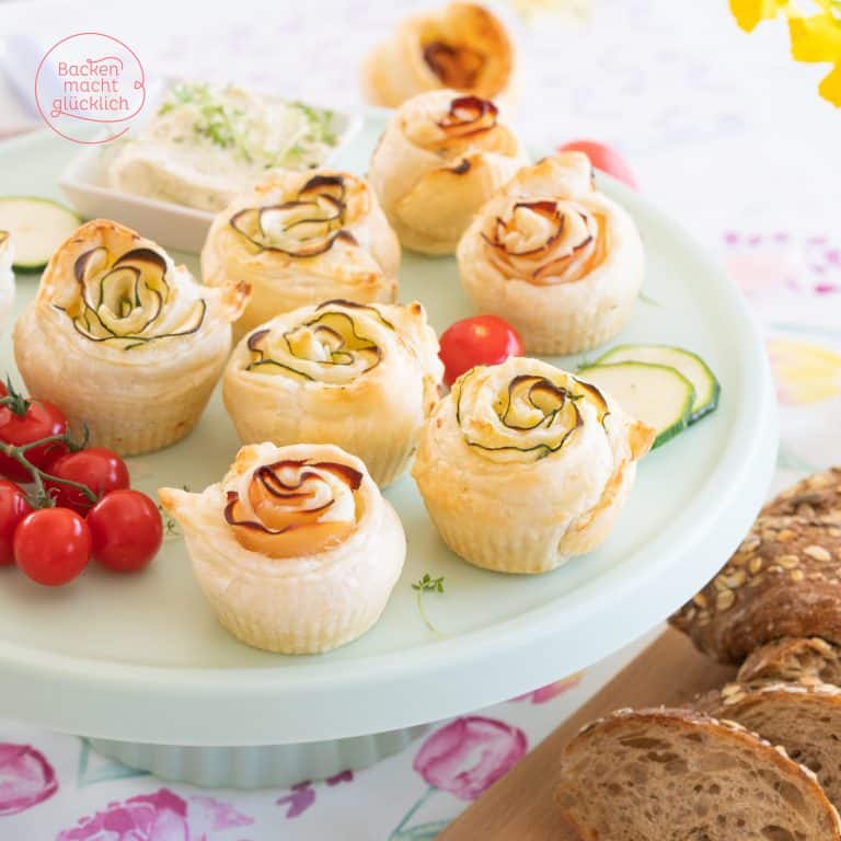 Köstliche herzhafte Rosen-Muffins aus Blätterteig