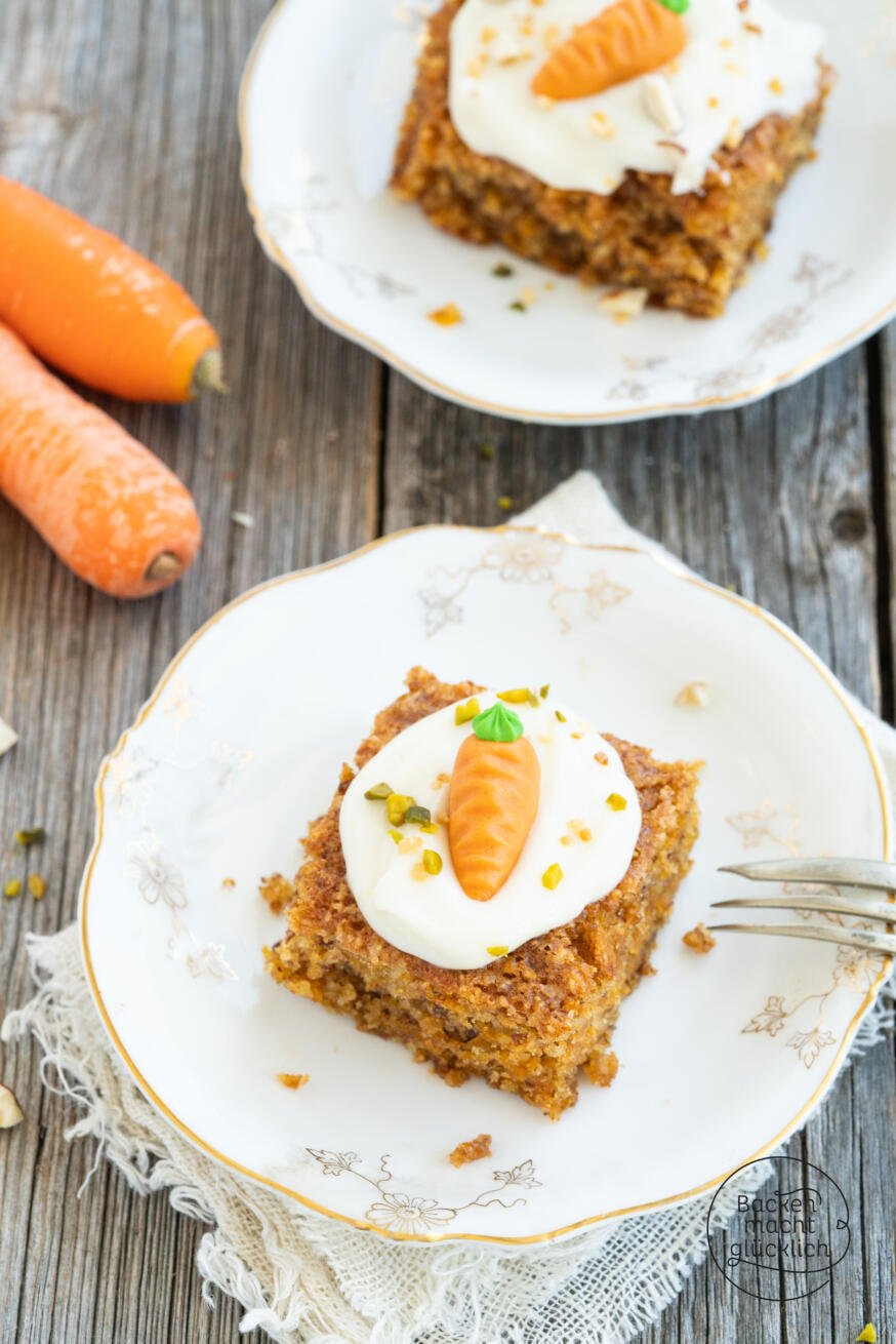 Veganer Karottenkuchen ohne Ei | Backen macht glücklich