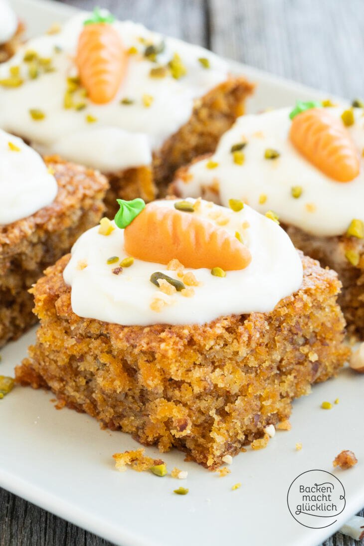 Saftiger veganer Karottenkuchen | Backen macht glücklich