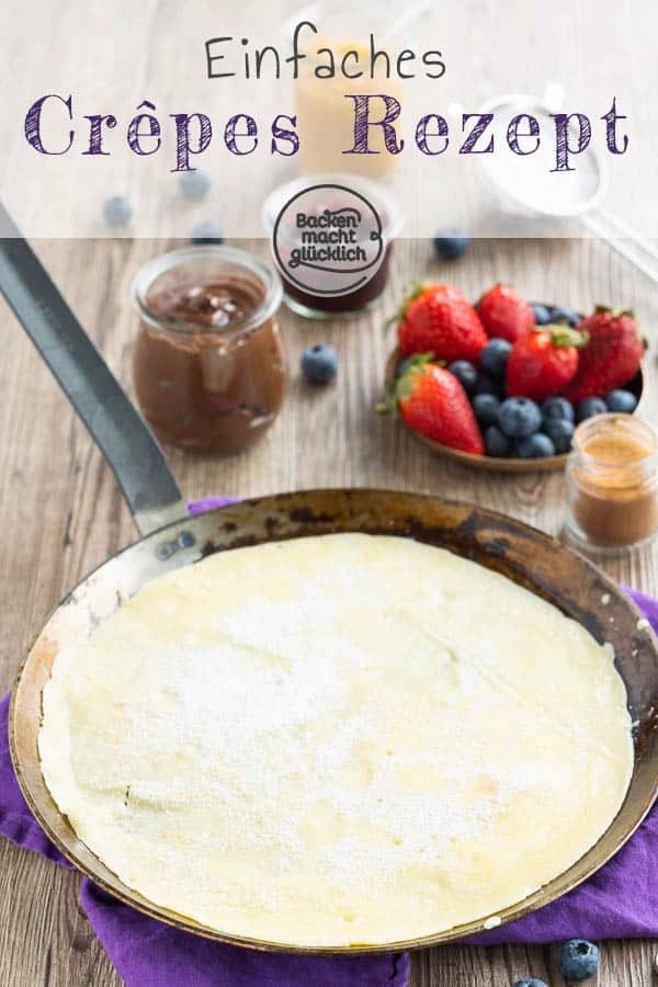 Das leckere Rezept für Crêpes-Teig lässt sich ganz einfach zu Hause nachmachen. Damit könnt ihr perfekte Crêpes wie vom Jahrmarkt auf den Küchentisch zaubern – ganz egal, ob mit frischen Früchten, Schokolade oder Marmelade. #crepes #crepesrezept #crepesrezeptteig #backenmachtglücklich