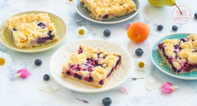 Obstkuchen mit Streusel vom Blech