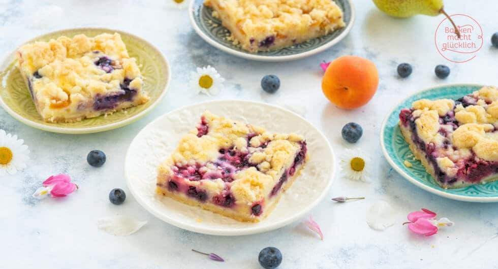Obstkuchen mit Streusel vom Blech