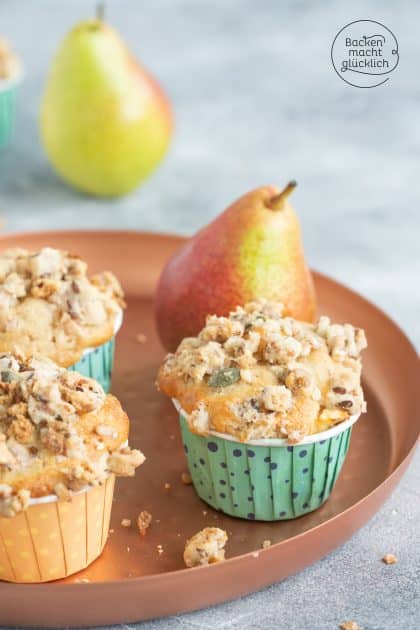 Birnenmuffins mit Streusel