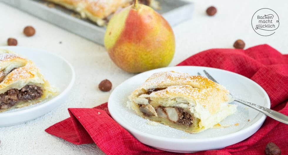 Birnenstrudel mit Nüssen