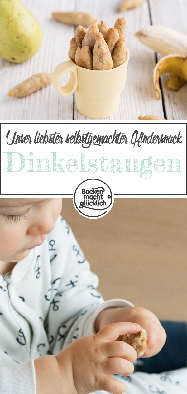 Einfaches Rezept für gesunde Dinkelstangen. Die schnellen Dinkelstangen eignen sich super als Snack für das Beikostalter. Die Babystangen bestehen nur aus guten Zutaten und sind zuckerfrei.