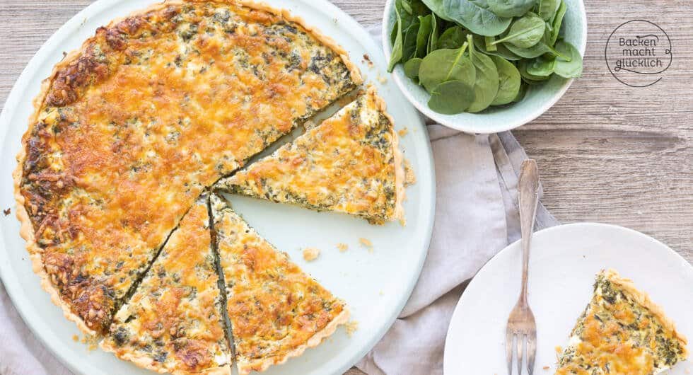 Herzhafte Spinatquiche mit Feta | Backen macht glücklich