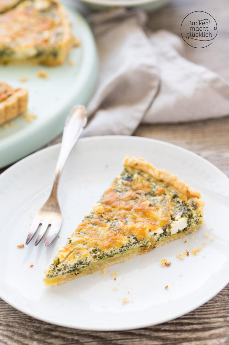 Herzhafte Spinatquiche mit Feta | Backen macht glücklich