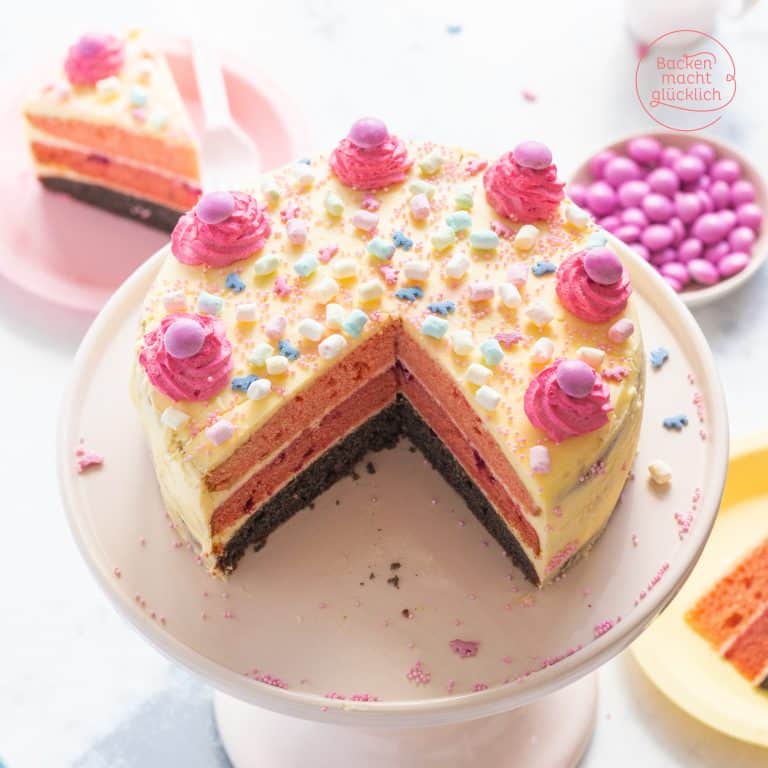 Einfache rosa Geburtstagstorte ohne Fondant