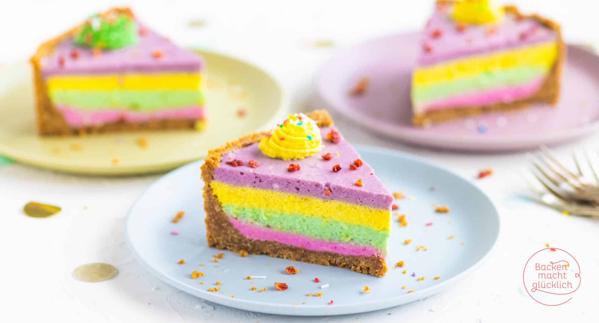 Bunter Regenbogen-Käsekuchen | Backen macht glücklich Bunter Regenbogen-Käsekuchen | Backen macht glücklich