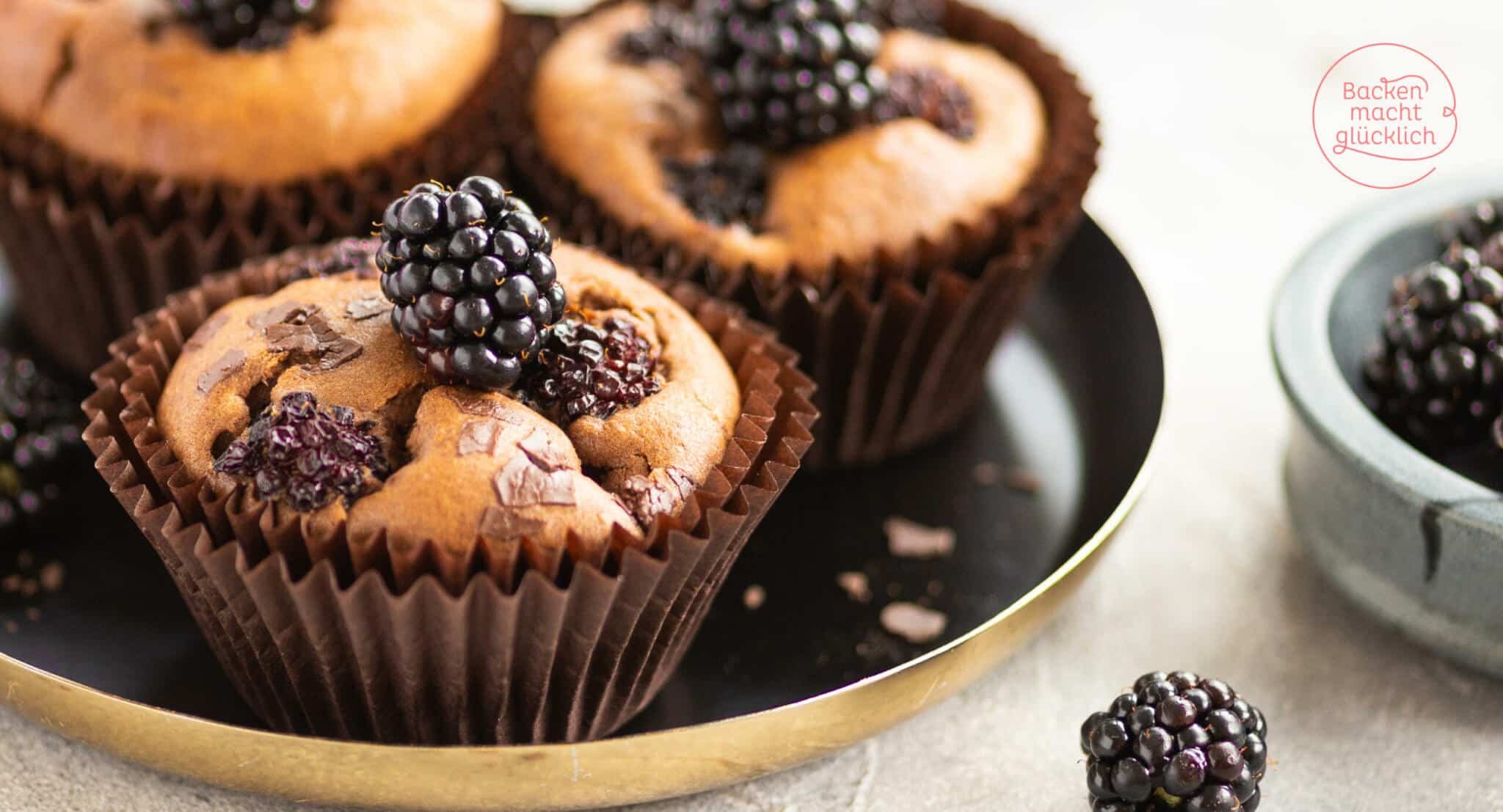 Einfache Schoko-Brombeer-Muffins | Backen macht glücklich