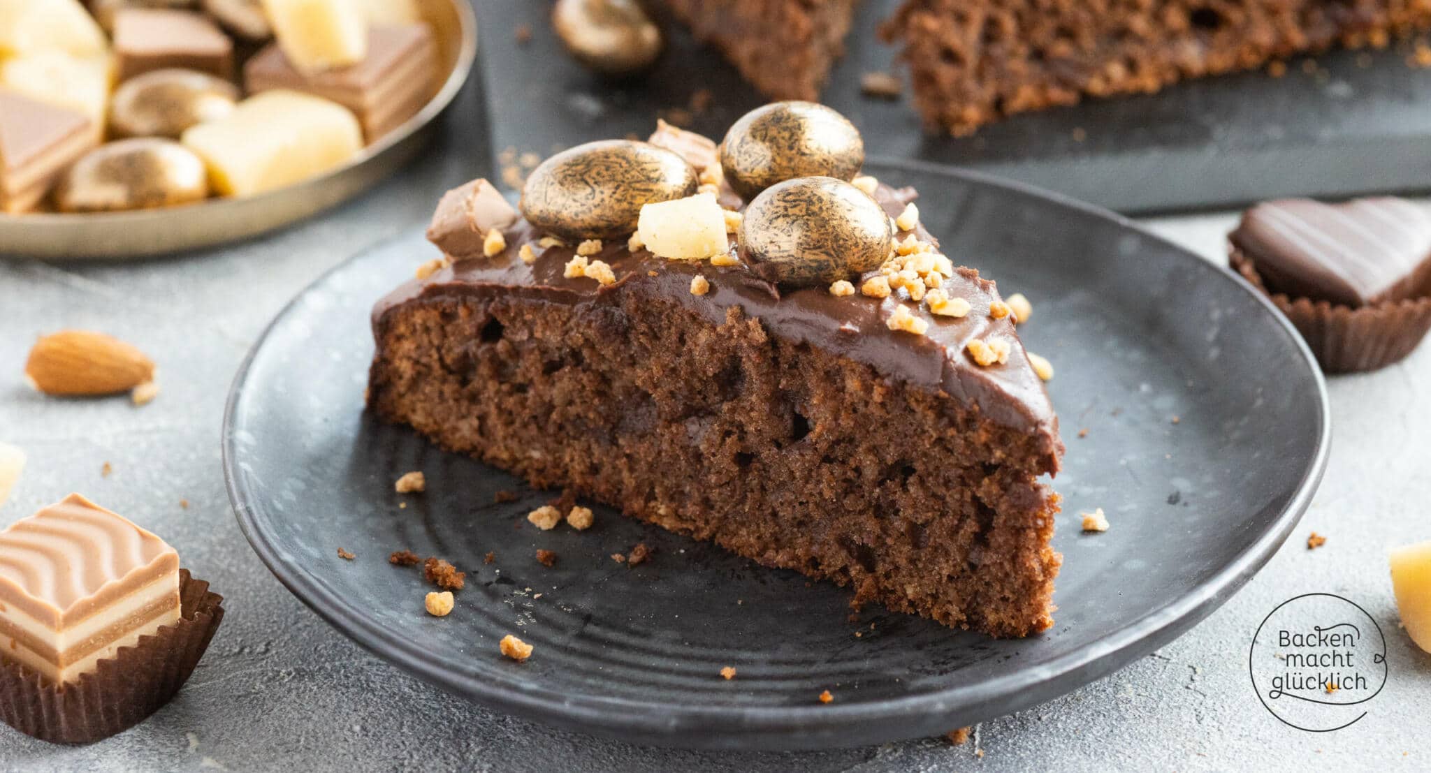 Nougatkuchen mit Marzipan