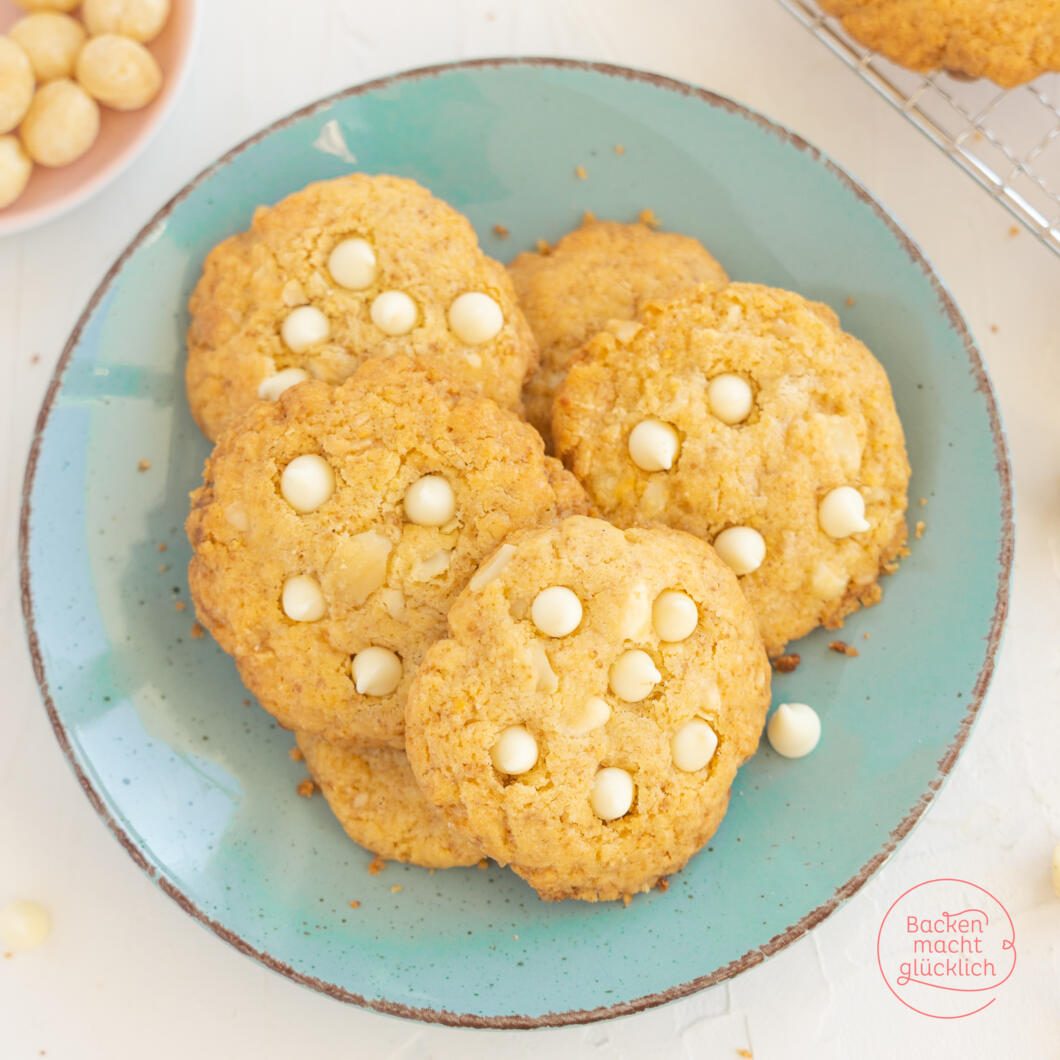 Macadamia Cookies mit weißer Schokolade | Backen macht glücklich