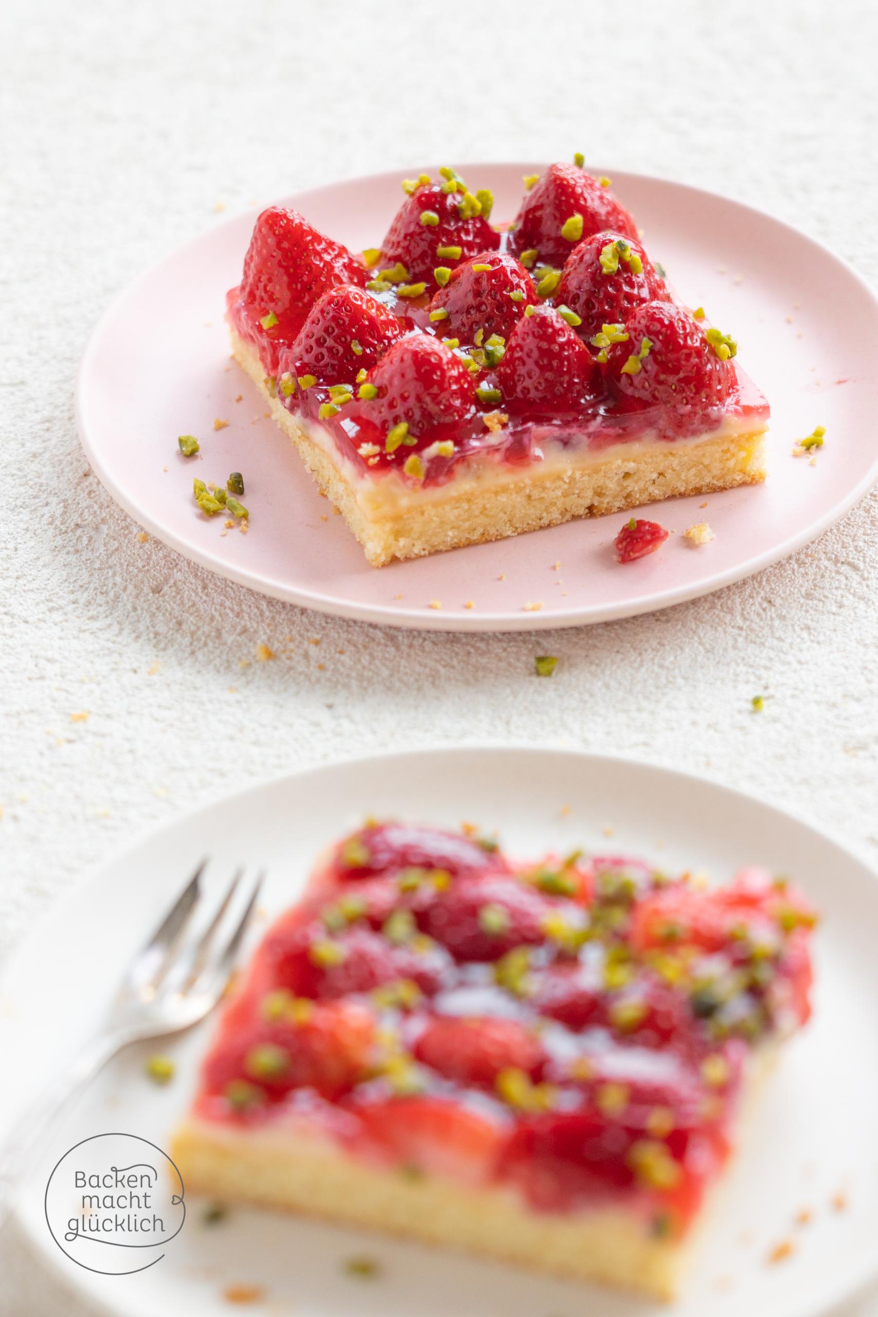 Erdbeerkuchen mit Vanillepudding