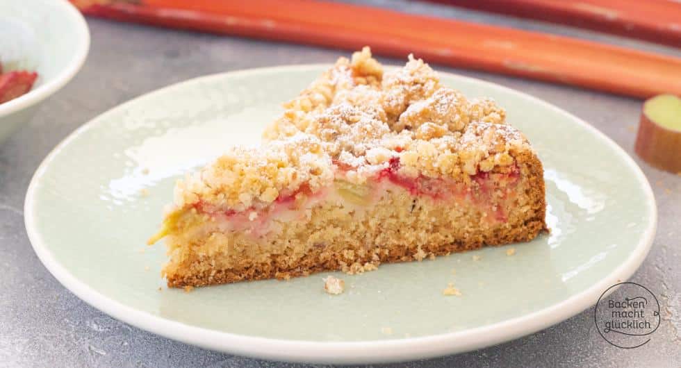 veganer Rhabarberkuchen mit Streuseln