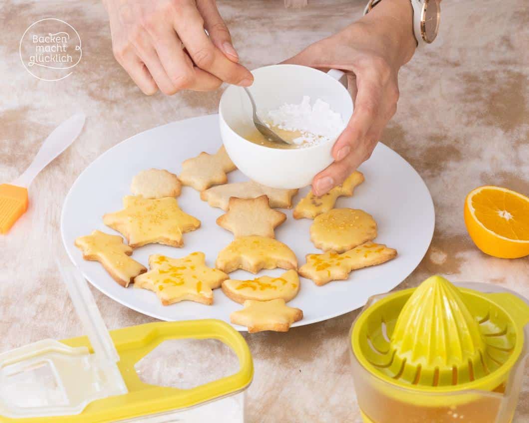 Orangenplätzchen glasieren