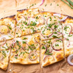 Rezept vegetarischer Flammkuchen