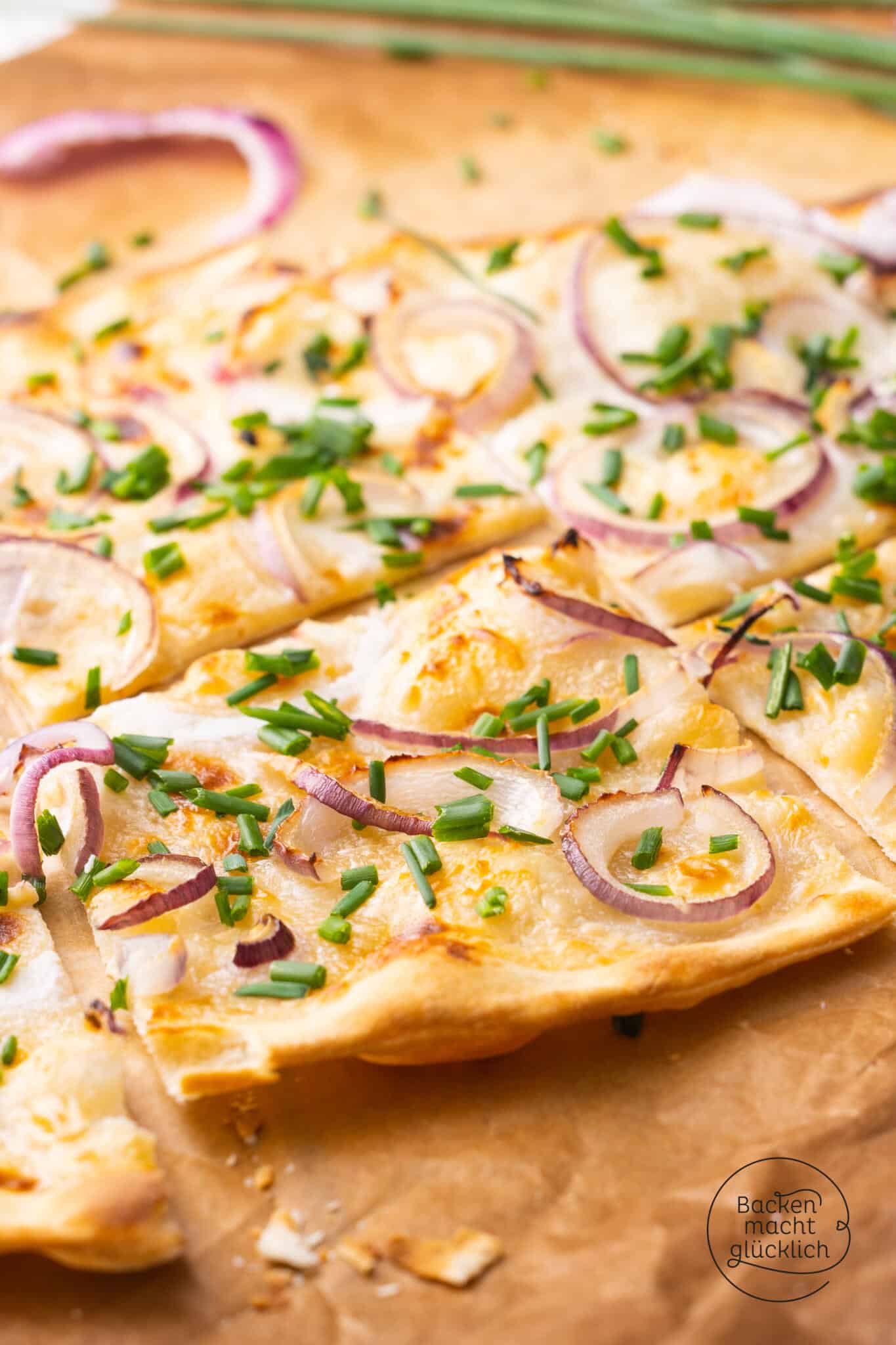 vegetarischer Elsässer Flammkuchen