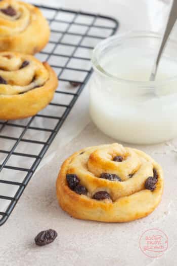 Rosinenschnecken ohne Hefe