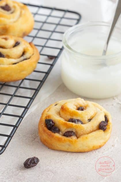 Rosinenschnecken ohne Hefe