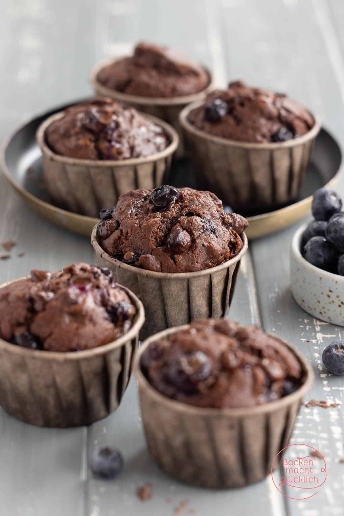 schnelle Blaubeer-Schoko-Muffins